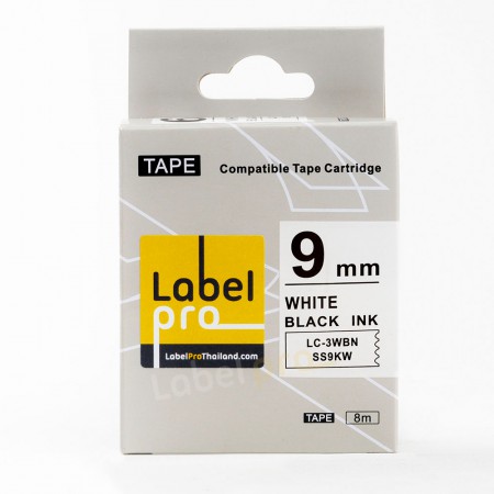 Epson เทปพิมพ์ อักษร ฉลาก เทียบเท่า Label Pro LK-3WBN LK3WBN LK 3WBN (LC-3WBN) 9 มม. พื้นสีขาวอักษรสีดำ