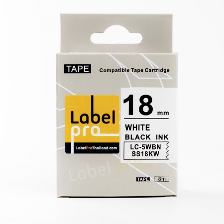 Epson เทปพิมพ์ อักษร ฉลาก เทียบเท่า Label Pro LK-5WBN LK 5WBN LK5WBN(LC-5WBN) 18 มม. พื้นสีขาวอักษรสีดำ 