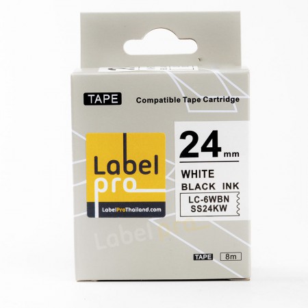 Epson เทปพิมพ์ อักษร ฉลาก เทียบเท่า Label Pro LK-6WBN LK 6WBN LK6WBN (LC-6WBN) 24 มม. พื้นสีขาวอักษรสีดำ
