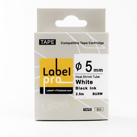 Epson เทปมาร์คสายไฟ ท่อหดความร้อน เทียบเท่า Label Pro LK-4WBA5 LK4WBA5 LK 4WBA5 (LC-SU5W) 5 มม. พื้นสีขาวอักษรสีดำ