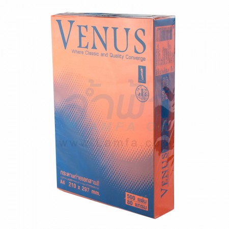 กระดาษถ่ายเอกสารสี A4 80 แกรมเนื้อนอก VENUS สีส้ม (500 แผ่น)