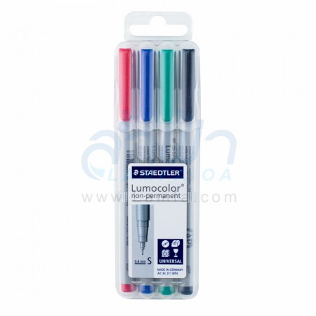 ปากกาเขียนแผ่นใส 4 ด้าม ลบได้ "STAEDTLER" S 311WP4