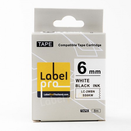 Epson เทปพิมพ์อักษร ฉลาก เทียบเท่า Label Pro LK-2WBN LK 2WBN LK2WBN(LC-2WBN) 6 มม. พื้นสีขาวอักษรสีดำ