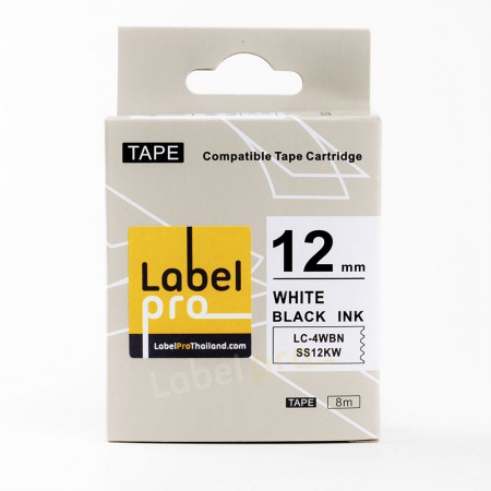 Epson เทปพิมพ์อักษร ฉลาก เทียบเท่า Label Pro LK-4WBN LK4WBN LK 4WBN (LC-4WBN) 12 มม. พื้นสีขาวอักษรสีดำ