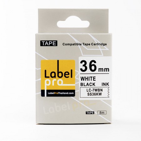 Epson เทปพิมพ์อักษร ฉลาก เทียบเท่า Label Pro LK-7WBN LK7WBN LK 7WBN (LC-7WBN) 36 มม. พื้นสีขาวอักษรสีดำ