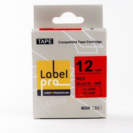 Epson เทปพิมพ์ อักษร ฉลาก เทียบเท่า Label Pro LK-4RBP LK4RBP LK 4RBP (LC-4RBP) 12 มม. พื้นสีแดงอักษรสีดำ