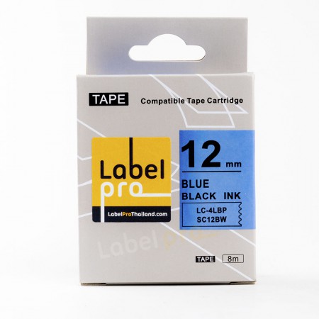 Epson เทปพิมพ์ อักษร ฉลาก เทียบเท่า Label Pro LK-4LBP LK 4LBP LK4LBP (LC-4LBP) 12 มม. พื้นสีฟ้าอักษรสีดำ