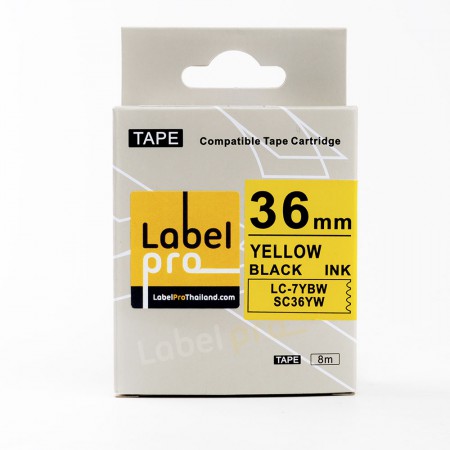 Epson เทปพิมพ์ อักษร ฉลาก เทียบเท่า Label Pro LK-7YBP LK7YBP LK 7YBP (LC-7YBW) 36 มม. พื้นสีเหลืองอักษรสีดำ