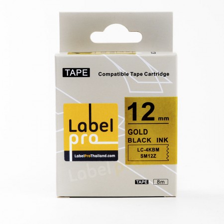 Epson เทปพิมพ์ อักษร ฉลาก เทียบเท่า Label Pro LK-4KBM LK4KBM LK 4KBM (LC-4KBM) 12 มม. พื้นสีทองอักษรสีดำ