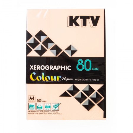 กระดาษถ่ายเอกสารสี A4 (80 แกรม) 500 แผ่น KTV สีส้ม