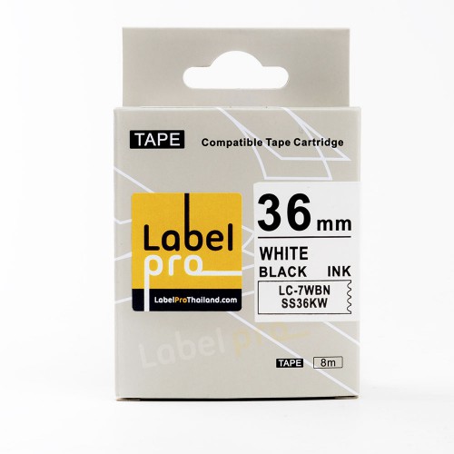 Epson เทปพิมพ์อักษร ฉลาก เทียบเท่า Label Pro LK-7WBN LK7WBN LK 7WBN (LC-7WBN) 36 มม. พื้นสีขาวอักษรสีดำ