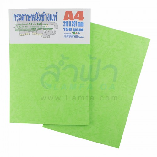 กระดาษทำปกหนังช้าง A4 150 แกรม สีเขียว