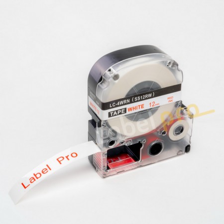 Epson เทปพิมพ์อักษร ฉลาก เทียบเท่า Label Pro LK-4WRN LK4WRN LK 4WRN (LC-4WRN) 12 มม. พื้นสีขาวอักษรสีแดง