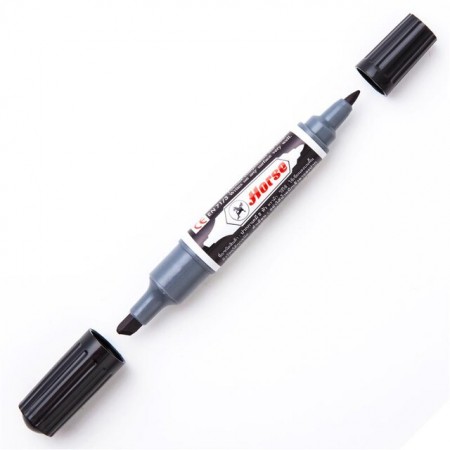 ปากกามาร์คเกอร์ 2 หัว สีดำ ตราม้า (แพ็ค12ด้าม) 