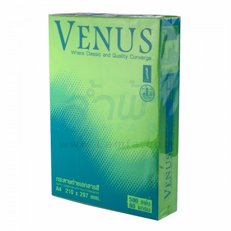 กระดาษถ่ายเอกสารสี A4 80 แกรมเนื้อนอก VENUS สีเขียว (500 แผ่น)