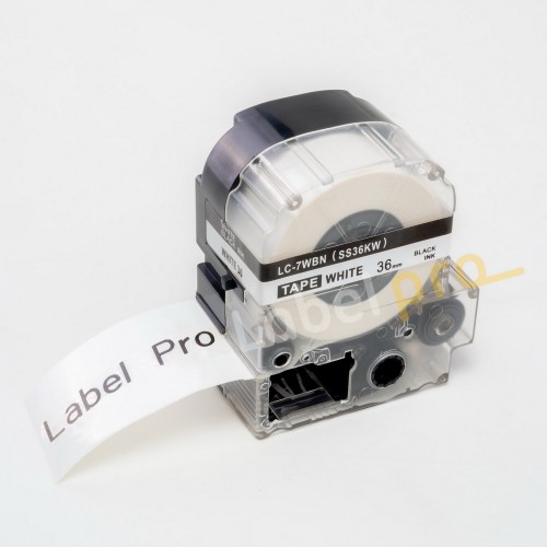 Epson เทปพิมพ์อักษร ฉลาก เทียบเท่า Label Pro LK-7WBN LK7WBN LK 7WBN (LC-7WBN) 36 มม. พื้นสีขาวอักษรสีดำ