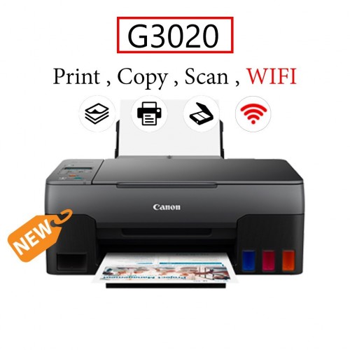 เครื่องปริ้นเตอร์มัลติฟังก์ชันอิงค์เจ็ท Canon Pixma G3020 Prin Copy Scan Wifi  + INK TANK